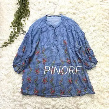 피노레 PINORE 꽃무늬 블라우스 튜닉 텐셀 L 체형 커버