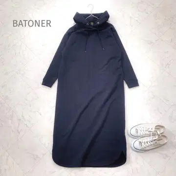 컨디션 최상 BATONER 바토너 블랙 후데트 맨투맨 원피스