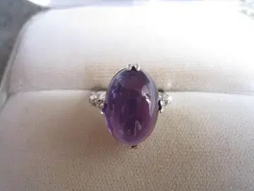 새상품급! 천연 자수정 k14WG 화이트 골드 반지 #12호