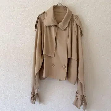 [한국 디자인] 숏 기장 트렌치코트 캔디 슬리브 베이지 [F]