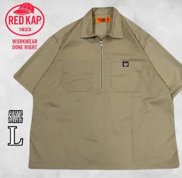 RED KAP 레드캡 반팔 워크 셔츠 하프 지퍼 베이지 L