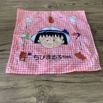 마루코는 아홉살 깅엄 체크 헤이세이 레트로 손수건.1995