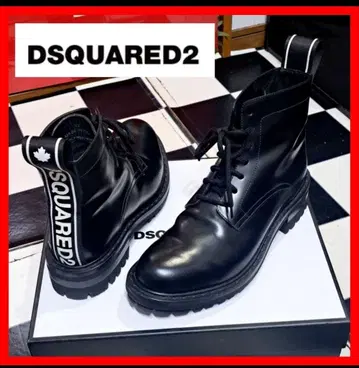 정가 17만 Dsquared2 백 로고 테이프 레이스업 가죽 부츠 42