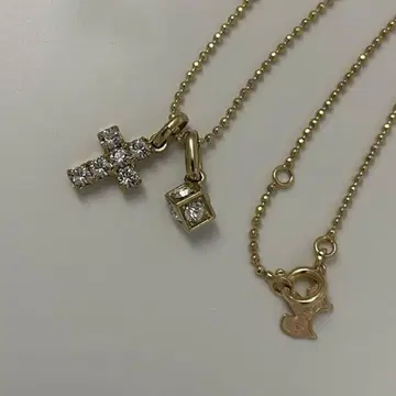 목걸이 아가타 AGATHA 골드 참 2개 크로스 클리어스톤