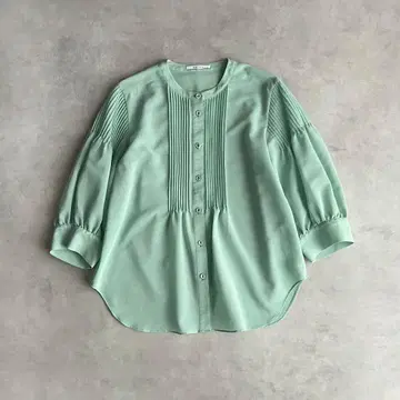 BEIGE, 베이지 핀턱 블라우스 퍼프 슬리브 민트 그린 4