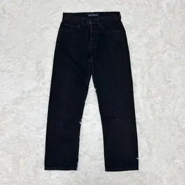 매디슨 블루 셀비지 스트레이트 블랙 데님 XS 자수 로고