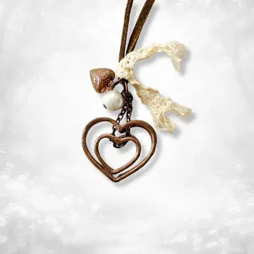 모리걸 페어리 그런지 멀티 하트 레이스 펄 목걸이