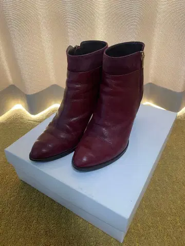 DIANA 버건디 가죽 앵클부츠 24.0cm