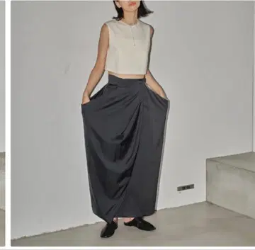 TODAYFUL 드레이프 디자인 롱 스커트 그레이
