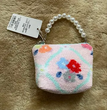 페일러 FEILER 꽃무늬 핑크 미니 파우치 펄 핸들 포함