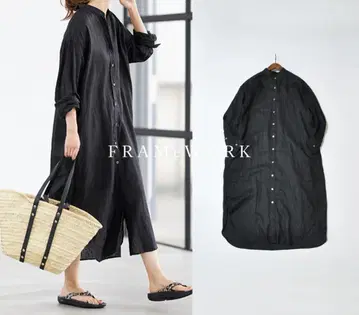 FRAMeWORK 프레임워크 프렌치 린넨 셔츠 원피스 블랙