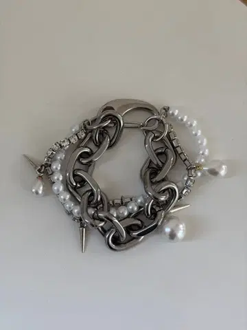 핸드메이드 실버 펄 팔찌
