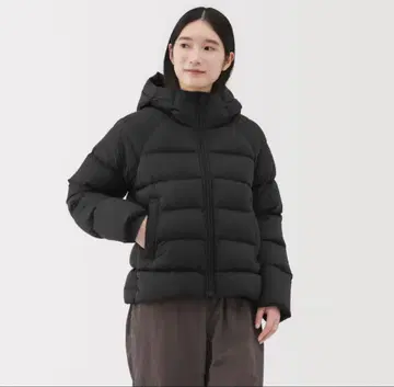 무인양품 경량 다운 포켓터블 후드 부착 자켓 여성 M 블랙
