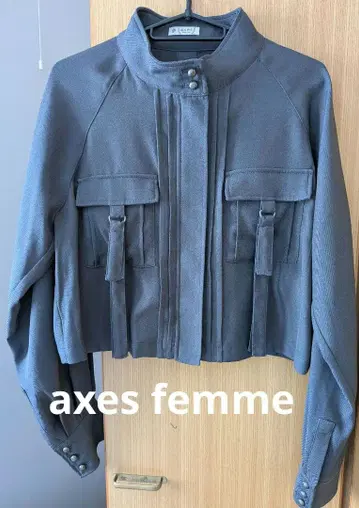 axes femme 숏 기장 밀리터리 블루종 그레이