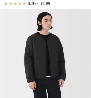 무인양품 경량 다운 포켓터블 노카라 자켓 신사 S 블랙