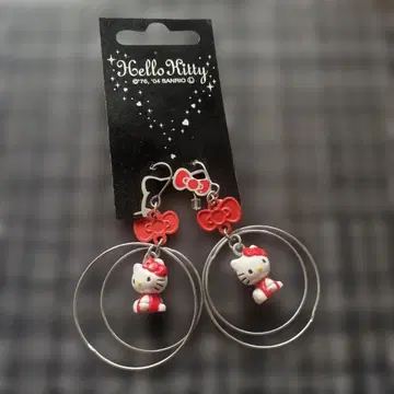 [ 헤이세이 레트로 ] 산리오 헬로키티 귀걸이 2004년 당시 물품