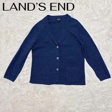 [컨디션 최상] LANDS END 코튼 니트 가디건 네이비 XL
