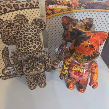 베어브릭 레오파드 무늬 단풍 무늬 세트 400%
