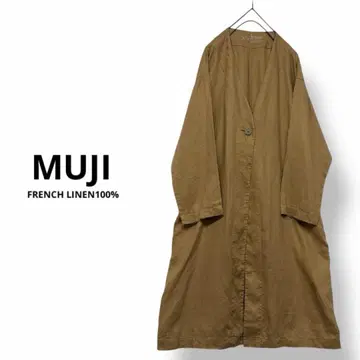 정가 7,990엔 MUJI 프렌치 린넨 코트 린넨 원피스 블랙 L