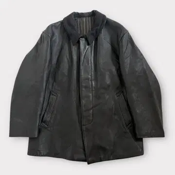 50-60s 프렌치 빈티지 가죽 파이어맨 코트