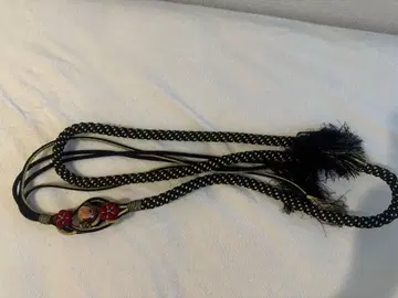 [ 미사용 새상품 ] 허리띠 후리소데용 성인식 블랙과 금 꽃 무늬 오비