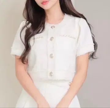 LIPSERVICE 썸머 트위드 하프 자켓 아이보리