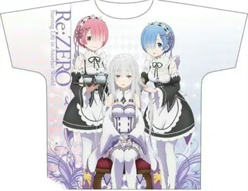 Re: 제로부터 시작하는 이세계 생활 리제로 T셔츠 에밀리아 렘 라무