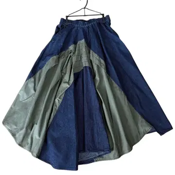 라임잉크 데님 카키 롱 스커트 LIME INC 이소재