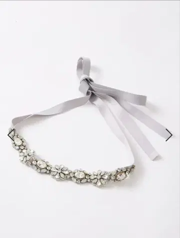 [ 새상품 ] AIMER 플라워 모티브 새시 벨트 라이트 그레이 결혼식