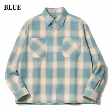 옴브레 체크 셔츠 남성용 긴팔 셔츠 아메카지 3종
