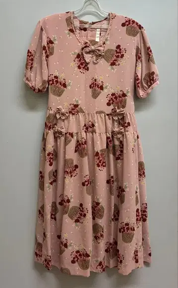 핑크하우스 리본 포함 반팔 원피스