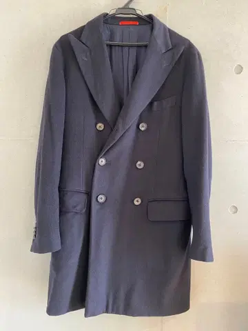 이자이아 캐시미어 100% 체스터 코트 네이비 더블 48