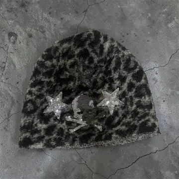 Y2K 펑크 drip 해골 비니