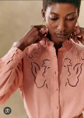 Sezane Lilia Blouse 세잔느의 코튼과 린넨 블라우스 38