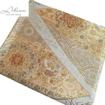 LULU18 후쿠로 오비 화문 새 봉황 원앙 꽃 당초 블루 그레이 금