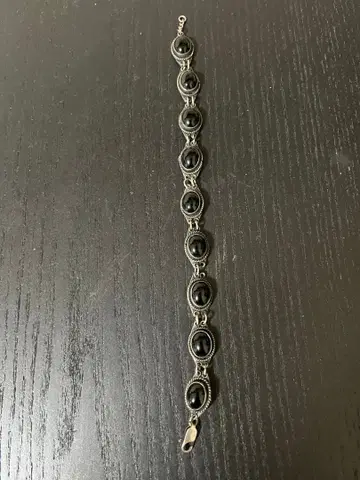 블랙 비즈 실버 팔찌