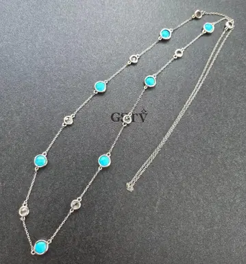 GSTV SV 슬리핑 뷰티 터콰이즈와 화이트 토파즈 목걸이