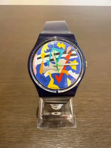 스와치 아트풍 손목시계 네이비