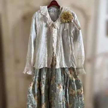 핑크하우스 면 아이보리 블라우스