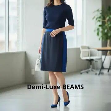 [ 새상품급 ] Demi-Luxe BEAMS 바이컬러 타이트 스커트 38