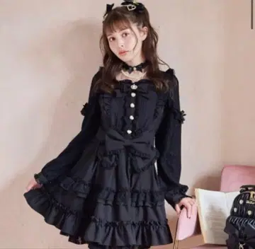 LIZ LISA 티아라 리본 티어드 원피스 블랙