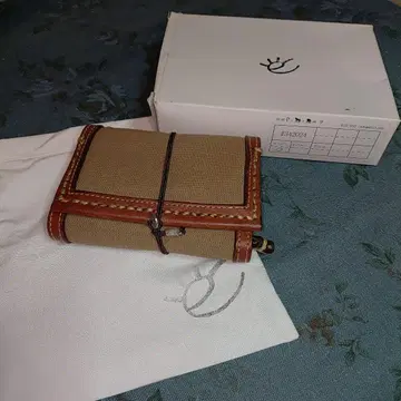 ebagos 캔버스 가죽 3단 폴더형 지갑