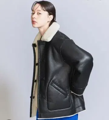 뷰티앤유스 페이크 무스탕 리버서블 보아 블루종 M