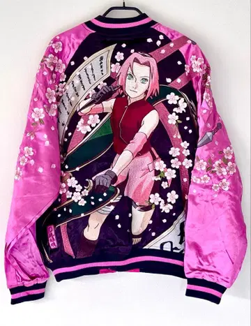 NARUTO 카라쿠리타마시 콜라보 자수 일본풍 패턴 스카잔 하루노 사쿠라