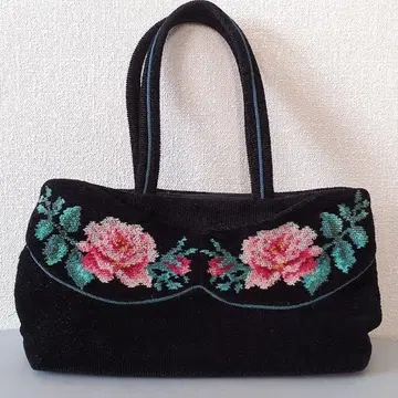 새상품급 FEILER 페이러 꽃무늬 백 블랙 지퍼