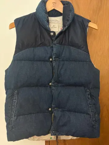 Reminiscence 레미니센스 데님 & 가죽 네이비 다운 베스트