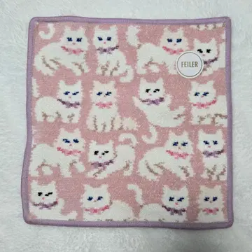 FEILER 고양이 패턴 핑크 손수건