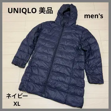 유니클로 울트라 라이트 다운 후디드 코트 남성용 XL 네이비 새상품급