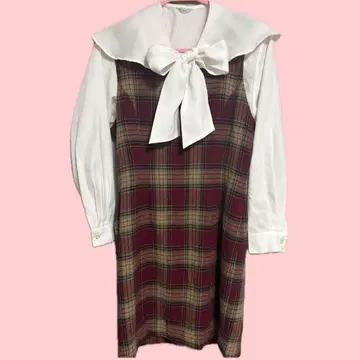 체크 원피스 모리걸 레트로