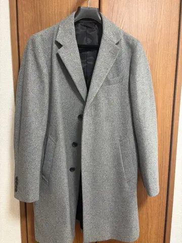 그레이 울 코트 싱글 브레스티드